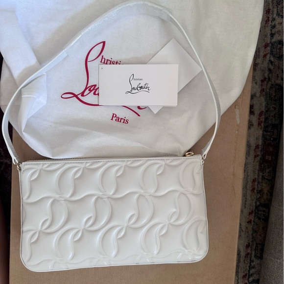 ‼️SOLD‼️Christian Louboutin Loubila Monogram Quilted Leather Shoulder Bag White - Picture 3 of 5